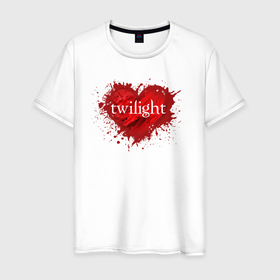Мужская футболка хлопок с принтом Vampire Heart в Петрозаводске, 100% хлопок | прямой крой, круглый вырез горловины, длина до линии бедер, слегка спущенное плечо. | брызги | вампиры | кровь | надпись | название | сердце | сумерки