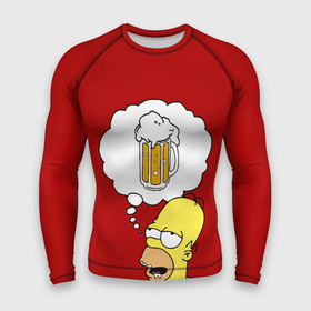 Мужской рашгард 3D с принтом Гомер думает о пиве Симпсоны  Simpsons в Екатеринбурге,  |  | bart | beer | homer | simpson | simpsons | алкаш | барт | барт симпсон | бир | гомер | гомер симпсон | лиза | напитки | пенное | прикол | симпсон | симпсоны | смешная надпись | цитата | юмор