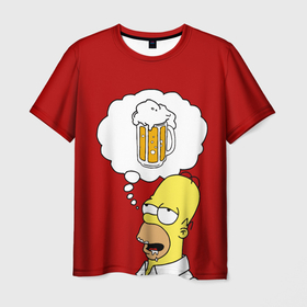 Мужская футболка 3D с принтом Гомер думает о пиве Симпсоны   Simpsons в Тюмени, 100% полиэфир | прямой крой, круглый вырез горловины, длина до линии бедер | bart | beer | homer | simpson | simpsons | алкаш | барт | барт симпсон | бир | гомер | гомер симпсон | лиза | напитки | пенное | прикол | симпсон | симпсоны | смешная надпись | цитата | юмор