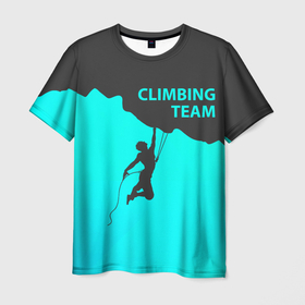 Мужская футболка 3D с принтом скалолаз повис на краю скалы в Екатеринбурге, 100% полиэфир | прямой крой, круглый вырез горловины, длина до линии бедер | Тематика изображения на принте: adrenaline | adventure | extreme | hiking | mountaineering | mountains | rockclimbing | rocks | адреналин | альпинизм | горы | скалолазание | скалы | туризм | экстрим