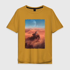 Мужская футболка хлопок Oversize с принтом Пустыня Kenshi в Кировске, 100% хлопок | свободный крой, круглый ворот, “спинка” длиннее передней части | game | games | kenshi | игра | игры | кенши
