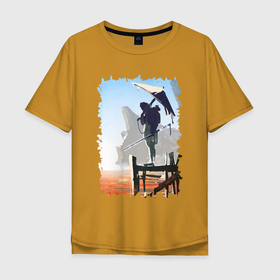 Мужская футболка хлопок Oversize с принтом Warrior of desert , 100% хлопок | свободный крой, круглый ворот, “спинка” длиннее передней части | game | games | kenshi | игра | игры | кенши