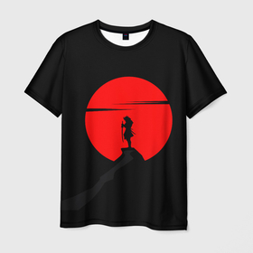 Мужская футболка 3D с принтом SAMURAI RED MOON в Кировске, 100% полиэфир | прямой крой, круглый вырез горловины, длина до линии бедер | азия | воин | итачи | катана | кимоно | китай | красная луна | кровавая луна | меч | ниндзя | ночь | путь | сакура | самурай | сегун | секира | харакири | черная | черное | черный | япония