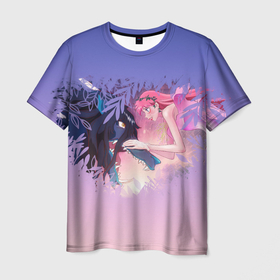 Мужская футболка 3D с принтом Красавица и дракон | heart , 100% полиэфир | прямой крой, круглый вырез горловины, длина до линии бедер | heart | ryu to sobakasu no hime | аниме | красавица и дракон | цветы