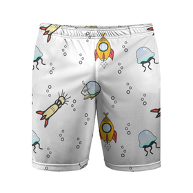 Мужские шорты спортивные с принтом Подводный космический ,  |  | астрономия | детский | корабль | космический | космический корабль | космос | лодка | море | небо | под водой | подводная лодка | подводный | подлодка | пузыри | пузырь | ракета