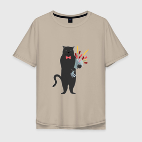 Мужская футболка хлопок Oversize с принтом Восьми мартовский чёрный кот с букетом в Новосибирске, 100% хлопок | свободный крой, круглый ворот, “спинка” длиннее передней части | 8 марта | букет | девочкам | девушкам | женский день | женщинам | кот | котенок | кошка | март | мартовский | международный женский день | подарочный | праздник | праздничный | цветы