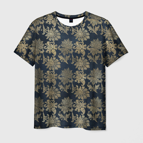 Мужская футболка 3D с принтом классические узоры цветы в Белгороде, 100% полиэфир | прямой крой, круглый вырез горловины, длина до линии бедер | золотые узоры | золотые цветы | паттерн | узоры | цветы