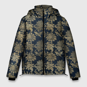 Мужская зимняя куртка 3D с принтом классические узоры цветы в Санкт-Петербурге, верх — 100% полиэстер; подкладка — 100% полиэстер; утеплитель — 100% полиэстер | длина ниже бедра, свободный силуэт Оверсайз. Есть воротник-стойка, отстегивающийся капюшон и ветрозащитная планка. 

Боковые карманы с листочкой на кнопках и внутренний карман на молнии. | Тематика изображения на принте: золотые узоры | золотые цветы | паттерн | узоры | цветы