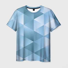 Мужская футболка 3D с принтом Треугольники | 3D Frozzen (2022) в Санкт-Петербурге, 100% полиэфир | прямой крой, круглый вырез горловины, длина до линии бедер | 0x000000123 | 3d | fade | абстрактный рисунок | градиент | заливка | линии | неон | полосы | текстиль | текстура