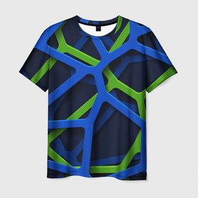 Мужская футболка 3D с принтом Паутина | 3D (2022) в Новосибирске, 100% полиэфир | прямой крой, круглый вырез горловины, длина до линии бедер | Тематика изображения на принте: 0x000000123 | 3d | fade | абстрактный рисунок | градиент | заливка | линии | неон | полосы | текстиль | текстура