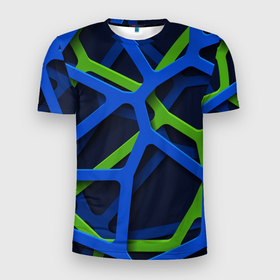 Мужская футболка 3D Slim с принтом Паутина | 3D (2022) в Белгороде, 100% полиэстер с улучшенными характеристиками | приталенный силуэт, круглая горловина, широкие плечи, сужается к линии бедра | 0x000000123 | 3d | fade | абстрактный рисунок | градиент | заливка | линии | неон | полосы | текстиль | текстура