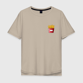 Мужская футболка хлопок Oversize с принтом Картошка в кармашке , 100% хлопок | свободный крой, круглый ворот, “спинка” длиннее передней части | вкусно | вкуснятина | вкусняшка | еда | картофель | картошка | макдак | макдональдс | фри