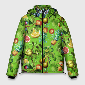 Мужская зимняя куртка 3D с принтом Сочные фрукты паттерн , верх — 100% полиэстер; подкладка — 100% полиэстер; утеплитель — 100% полиэстер | длина ниже бедра, свободный силуэт Оверсайз. Есть воротник-стойка, отстегивающийся капюшон и ветрозащитная планка. 

Боковые карманы с листочкой на кнопках и внутренний карман на молнии. | Тематика изображения на принте: виноград | лето | лимон | сочные | фрукты | ягоды