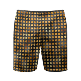 Мужские шорты спортивные с принтом Золотые кружочки в Тюмени,  |  | gold | горошек | золото | круг | кружочки | крыги
