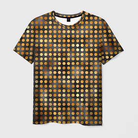 Мужская футболка 3D с принтом Золотые кружочки , 100% полиэфир | прямой крой, круглый вырез горловины, длина до линии бедер | Тематика изображения на принте: gold | горошек | золото | круг | кружочки | крыги