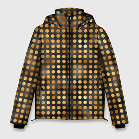 Мужская зимняя куртка 3D с принтом Золотые кружочки в Тюмени, верх — 100% полиэстер; подкладка — 100% полиэстер; утеплитель — 100% полиэстер | длина ниже бедра, свободный силуэт Оверсайз. Есть воротник-стойка, отстегивающийся капюшон и ветрозащитная планка. 

Боковые карманы с листочкой на кнопках и внутренний карман на молнии. | Тематика изображения на принте: gold | горошек | золото | круг | кружочки | крыги