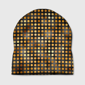 Шапка 3D с принтом Золотые кружочки в Тюмени, 100% полиэстер | универсальный размер, печать по всей поверхности изделия | gold | горошек | золото | круг | кружочки | крыги