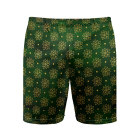 Мужские шорты спортивные с принтом Gold  Green в Санкт-Петербурге,  |  | зеленый | золото | золотое | классика | паттерн | узоры