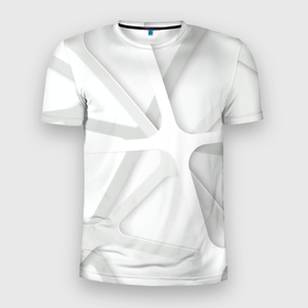 Мужская футболка 3D Slim с принтом Паутина | Белая 3D (2022) в Белгороде, 100% полиэстер с улучшенными характеристиками | приталенный силуэт, круглая горловина, широкие плечи, сужается к линии бедра | 0x000000123 | 3d | fade | абстрактный рисунок | градиент | заливка | линии | неон | полосы | текстиль | текстура