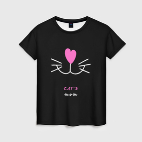 Женская футболка 3D с принтом Cats mom в Тюмени, 100% полиэфир ( синтетическое хлопкоподобное полотно) | прямой крой, круглый вырез горловины, длина до линии бедер | животные | кот | кошачья мама | кошка | кошки | мама кошка | мама кошки