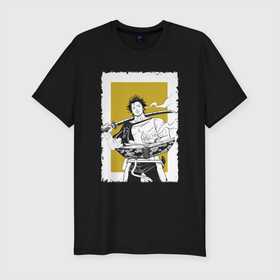 Мужская футболка хлопок Slim с принтом Стильный Ями в Тюмени, 92% хлопок, 8% лайкра | приталенный силуэт, круглый вырез ворота, длина до линии бедра, короткий рукав | anime | black clover | аниме | анимэ | чёрный клевер | ями сукэхиро