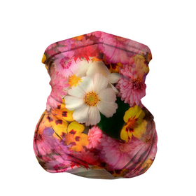 Бандана-труба 3D с принтом Дачные садовые цветы , 100% полиэстер, ткань с особыми свойствами — Activecool | плотность 150‒180 г/м2; хорошо тянется, но сохраняет форму | дача | сад | садовые цветы | цветочки | цветы