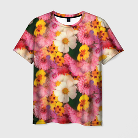 Мужская футболка 3D с принтом Дачные садовые цветы , 100% полиэфир | прямой крой, круглый вырез горловины, длина до линии бедер | Тематика изображения на принте: дача | сад | садовые цветы | цветочки | цветы
