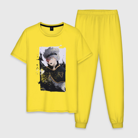 Мужская пижама хлопок с принтом Asta Saturia в Санкт-Петербурге, 100% хлопок | брюки и футболка прямого кроя, без карманов, на брюках мягкая резинка на поясе и по низу штанин
 | anime | asta | black clover | аниме | анимэ | аста | чёрный клевер