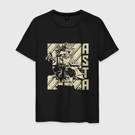 Мужская футболка хлопок с принтом BC Asta в Белгороде, 100% хлопок | прямой крой, круглый вырез горловины, длина до линии бедер, слегка спущенное плечо. | anime | asta | black clover | аниме | анимэ | аста | чёрный клевер