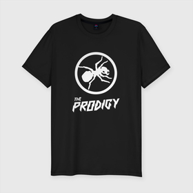 Мужская футболка хлопок Slim с принтом Prodigy логотип в Новосибирске, 92% хлопок, 8% лайкра | приталенный силуэт, круглый вырез ворота, длина до линии бедра, короткий рукав | prodigy | the prodigy | кит флинт | лого prodigy | лого продиджи | логотип prodigy | логотип the prodigy | музыка | муравей | прдиджи | техно | электро