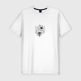 Мужская футболка хлопок Slim с принтом цветок мака , 92% хлопок, 8% лайкра | приталенный силуэт, круглый вырез ворота, длина до линии бедра, короткий рукав | веточки | маки | ростения | цветчки | цветы