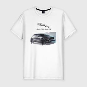 Мужская футболка хлопок Slim с принтом Jaguar   Off road в Петрозаводске, 92% хлопок, 8% лайкра | приталенный силуэт, круглый вырез ворота, длина до линии бедра, короткий рукав | car | england | jaguar | off road | power | автомобиль | англия | внедорожник | мощь | ягуар