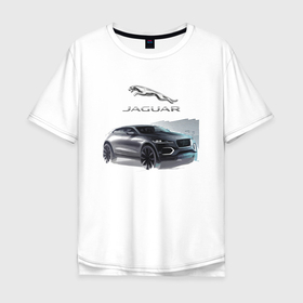 Мужская футболка хлопок Oversize с принтом Jaguar   Off road в Тюмени, 100% хлопок | свободный крой, круглый ворот, “спинка” длиннее передней части | car | england | jaguar | off road | power | автомобиль | англия | внедорожник | мощь | ягуар