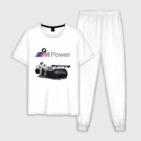 Мужская пижама хлопок с принтом BMW Motorsport   M Power   Racing Team , 100% хлопок | брюки и футболка прямого кроя, без карманов, на брюках мягкая резинка на поясе и по низу штанин
 | bmw | germany | motorsport | racing | team | автоспорт | бмв | германия | гонка