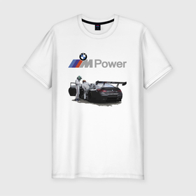 Мужская футболка хлопок Slim с принтом BMW Motorsport   M Power   Racing Team , 92% хлопок, 8% лайкра | приталенный силуэт, круглый вырез ворота, длина до линии бедра, короткий рукав | bmw | germany | motorsport | racing | team | автоспорт | бмв | германия | гонка