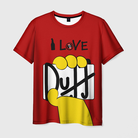 Мужская футболка 3D с принтом I LOVE DUFF Симпсоны, Simpsons в Екатеринбурге, 100% полиэфир | прямой крой, круглый вырез горловины, длина до линии бедер | bart | beer | duff | homer | simpson | simpsons | алкаш | барт | барт симпсон | бир | гомер | гомер симпсон | дафф | лиза | напитки | пенное | прикол | симпсон | симпсоны | смешная надпись | цитата | юмор