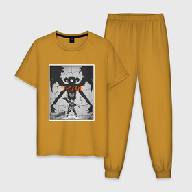 Мужская пижама хлопок с принтом Могучий Аста в Санкт-Петербурге, 100% хлопок | брюки и футболка прямого кроя, без карманов, на брюках мягкая резинка на поясе и по низу штанин
 | anime | asta | black clover | аниме | анимэ | аста | чёрный клевер