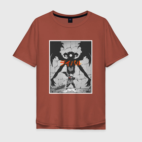 Мужская футболка хлопок Oversize с принтом Могучий Аста в Белгороде, 100% хлопок | свободный крой, круглый ворот, “спинка” длиннее передней части | Тематика изображения на принте: anime | asta | black clover | аниме | анимэ | аста | чёрный клевер