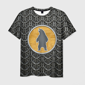 Мужская футболка 3D с принтом медведь оберег в Петрозаводске, 100% полиэфир | прямой крой, круглый вырез горловины, длина до линии бедер | викинг | воин | кольчуга | медведь | патриот | патриотизм | россия | русь | славянские обереги | славянские символы