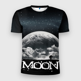 Мужская футболка 3D Slim с принтом Moon   луна 3d , 100% полиэстер с улучшенными характеристиками | приталенный силуэт, круглая горловина, широкие плечи, сужается к линии бедра | handeyework | moon | арт | звезды | космос | луна