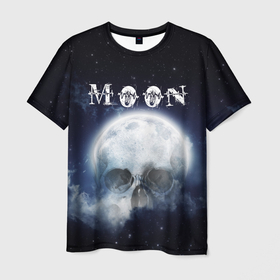 Мужская футболка 3D с принтом Moon   череп , 100% полиэфир | прямой крой, круглый вырез горловины, длина до линии бедер | halloween | handeyework | moon | звезды | космос | луна | хелоуин | хоррор | череп