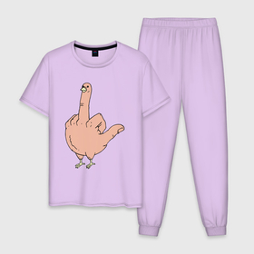 Мужская пижама хлопок с принтом Fuck you (chicken) в Кировске, 100% хлопок | брюки и футболка прямого кроя, без карманов, на брюках мягкая резинка на поясе и по низу штанин
 | chicken | you | жест | жесть | курица | пошел | ты
