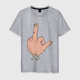 Мужская футболка хлопок с принтом Fuck you (chicken) в Новосибирске, 100% хлопок | прямой крой, круглый вырез горловины, длина до линии бедер, слегка спущенное плечо. | Тематика изображения на принте: chicken | you | жест | жесть | курица | пошел | ты