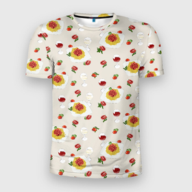 Мужская футболка 3D Slim с принтом Паста болоньезе в Белгороде, 100% полиэстер с улучшенными характеристиками | приталенный силуэт, круглая горловина, широкие плечи, сужается к линии бедра | болоньезе | вино | еде | макароны | паста | сервировка