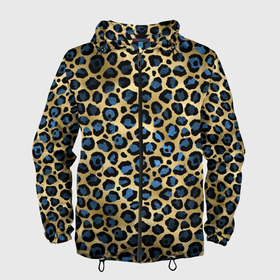 Мужская ветровка 3D с принтом стиль леопарда (шкура леопарда) в Санкт-Петербурге, 100% полиэстер | подол и капюшон оформлены резинкой с фиксаторами, два кармана без застежек по бокам, один потайной карман на груди | кожа леопарда | леопард | пятна | текстура леопарда