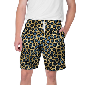 Мужские шорты 3D с принтом стиль леопарда (шкура леопарда) ,  полиэстер 100% | прямой крой, два кармана без застежек по бокам. Мягкая трикотажная резинка на поясе, внутри которой широкие завязки. Длина чуть выше колен | кожа леопарда | леопард | пятна | текстура леопарда
