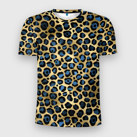 Мужская футболка 3D Slim с принтом стиль леопарда (шкура леопарда) в Санкт-Петербурге, 100% полиэстер с улучшенными характеристиками | приталенный силуэт, круглая горловина, широкие плечи, сужается к линии бедра | кожа леопарда | леопард | пятна | текстура леопарда