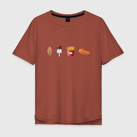 Мужская футболка хлопок Oversize с принтом Разный фастфуд в Екатеринбурге, 100% хлопок | свободный крой, круглый ворот, “спинка” длиннее передней части | вкусно | вкусняшки | диета | еда | обед | питание | поесть | фастфуд