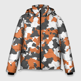 Мужская зимняя куртка 3D с принтом Камуфляж Orange Camo в Тюмени, верх — 100% полиэстер; подкладка — 100% полиэстер; утеплитель — 100% полиэстер | длина ниже бедра, свободный силуэт Оверсайз. Есть воротник-стойка, отстегивающийся капюшон и ветрозащитная планка. 

Боковые карманы с листочкой на кнопках и внутренний карман на молнии. | camo | orange | камуфляж | оранжевый | хайп | шмот