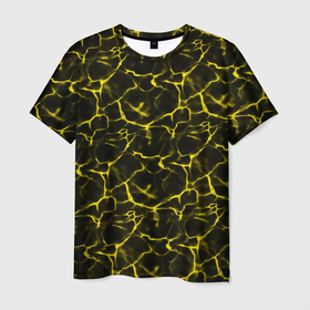 Мужская футболка 3D с принтом Yellow Ripple | Желтая Рябь в Петрозаводске, 100% полиэфир | прямой крой, круглый вырез горловины, длина до линии бедер | Тематика изображения на принте: flash | lightning | ocean | ripple | sea | yellow | yellow ripple | вода | вспышка | желтая вспышка | желтая молния | желтая рябь | желтое | молния | море | океан | рябь